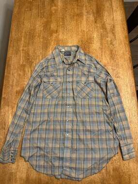 Vintage 70s Dee Cee Rangers Plaid Western Pearl Snap Shirt XL